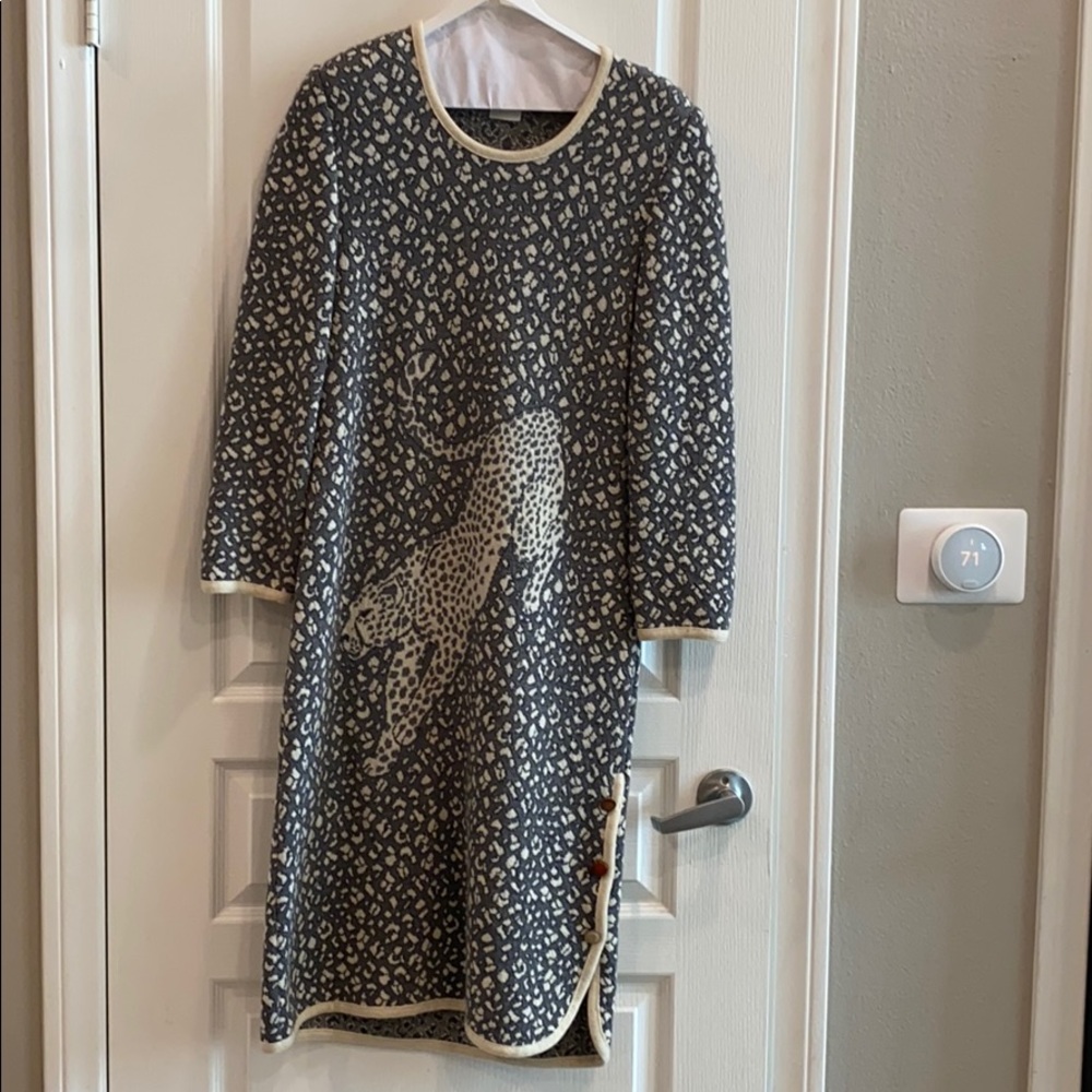 LIOLA MADE IN ITALY VINTAGE GRAY LEOPARD DRESS WOMENS SIZE 10🐆🇮🇹👗
